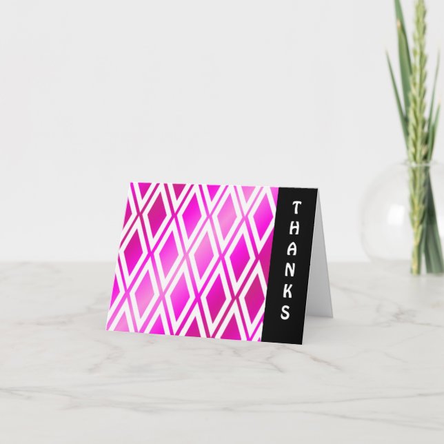 Vibrant Rosa och vit Tack Kort (Framsida)