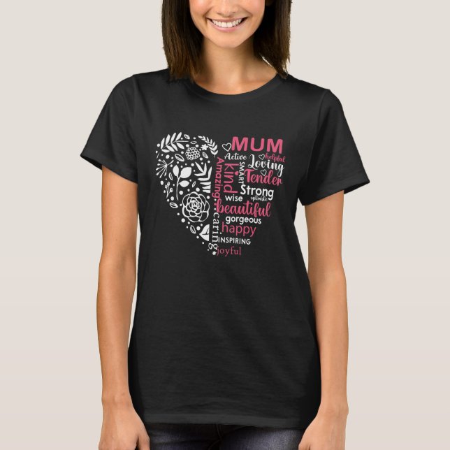 Vibrant rosa och vita blommor morsa t shirt (Framsida)