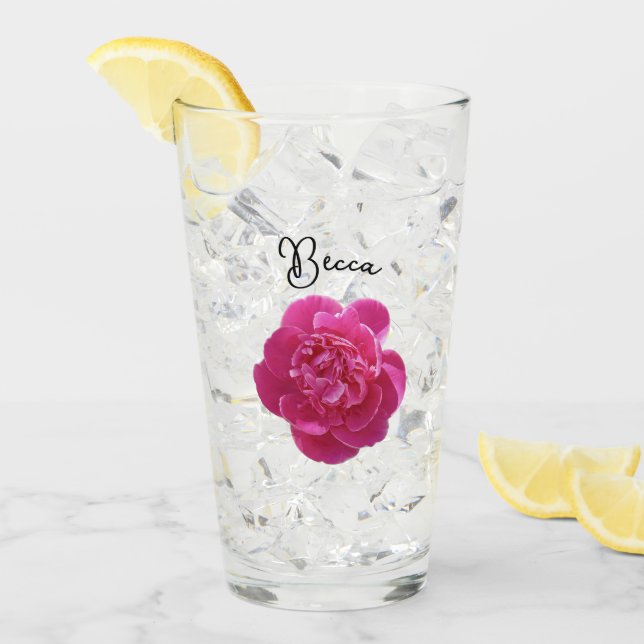 Vibrant Rosa Peony Flower Personlig Glass Glaskopp (Framsida Ice)