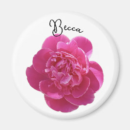 Vibrant Rosa Peony Flower Personlig Magnet