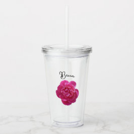 Vibrant Rosa Peony Flower Personlig Take Away Mugg