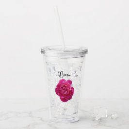 Vibrant Rosa Peony Flower Personlig Take Away Mugg