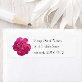 Vibrant Rosa Peony Flower Return-adressetikett Returadress Etikett
