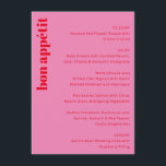 Vibrant Rosa Red Modern Bröllop Meny<br><div class="desc">Anpassningsbar Vibrant Rosa och Red Modern Bröllop Menu</div>