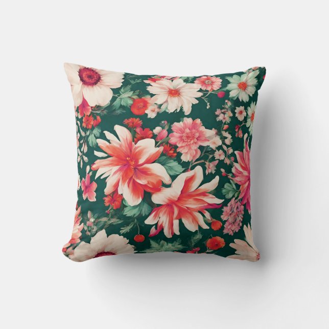 Vibrant Rosa-Red och fintvätt Kudde (Framsida)