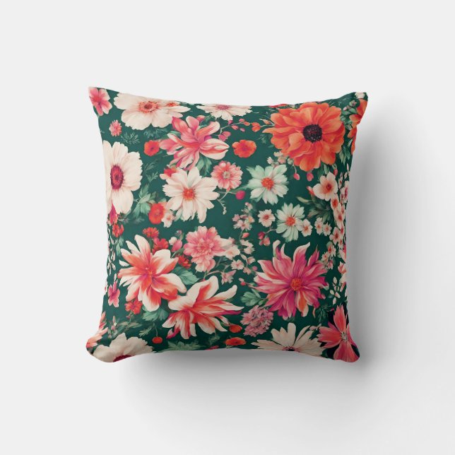 Vibrant Rosa-Red och fintvätt Kudde (Framsida)