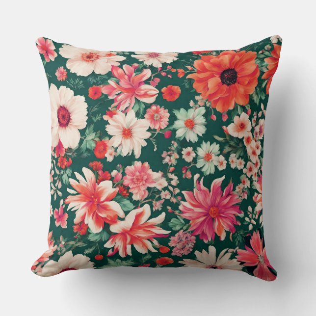 Vibrant Rosa-Red och fintvätt Kudde (Framsida)