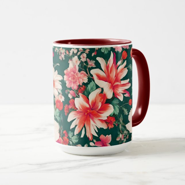 Vibrant Rosa-Red och fintvätt Mugg (Framsida höger)