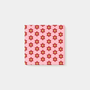 Vibrant Rosa & Red Retro Flower Vår, sommar Post-it Block