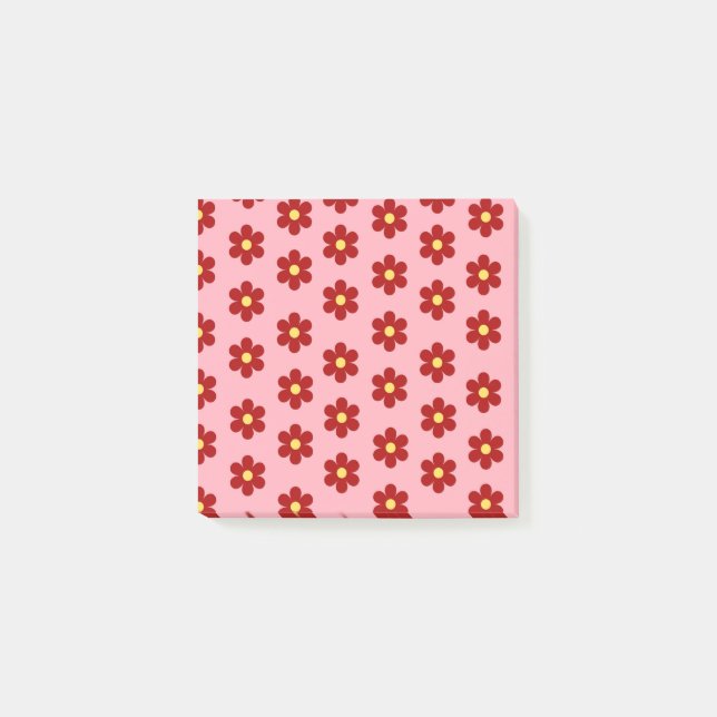 Vibrant Rosa & Red Retro Flower Vår, sommar Post-it Block (Framsida)