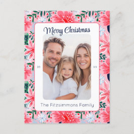 Vibrant Rosa Tropical Jul Photo Helg Vykort