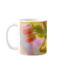 Vibrant Rosa Tulips i Golden Vas