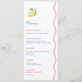 Vibrant Rosa Vågigt Lemon Baby Shower Party Meny