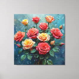 🌹 Vibrant Rosbukett Väggkonst För Elegant Flora Canvastryck