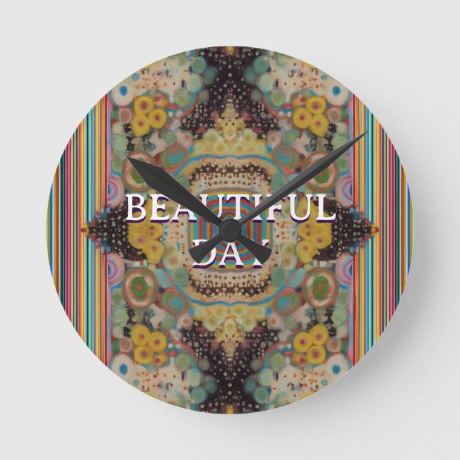 Vibrant Round Throw Art Pillow Rund Klocka (Framsida)