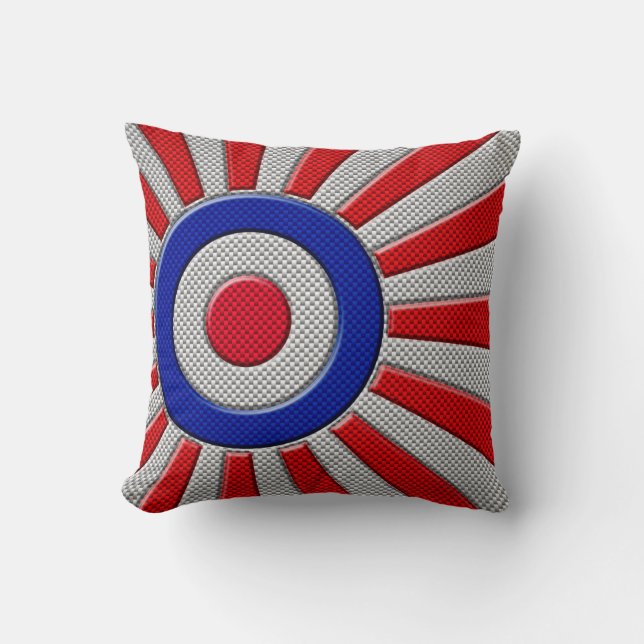Vibrant Roundel Sunburst Design Carbon Fiber Stil Kudde (Framsida)