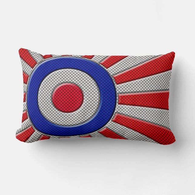 Vibrant Roundel Sunburst Design Carbon Fiber Stil Lumbarkudde (Framsida)