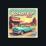 Vibrant Route 66 Road Resa - Retro Pop Art Canvastryck<br><div class="desc">Höj jukeboxen och slå den öppna vägen med detta livliga erkännande av det amerikanska äventyr guldåldern! Den här teckningen fångar perfektens soliga dag på den legendariska sträckan 66, med ett gleaming turkos-konverterbart redo för de närmaste milen. Det som gör biet verkligt speciellt är dess djärva, popkonstinspirerade estetik. Till skillnad från...</div>