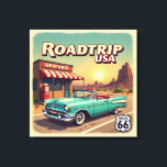 Vibrant Route 66 Road Resa - Retro Pop Art Canvastryck<br><div class="desc">Höj jukeboxen och slå den öppna vägen med detta livliga erkännande av det amerikanska äventyr guldåldern! Den här teckningen fångar perfektens soliga dag på den legendariska sträckan 66, med ett gleaming turkos-konverterbart redo för de närmaste milen. Det som gör biet verkligt speciellt är dess djärva, popkonstinspirerade estetik. Till skillnad från...</div>