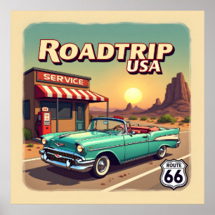 Vibrant Route 66 Road Resa - Retro Pop Art Poster