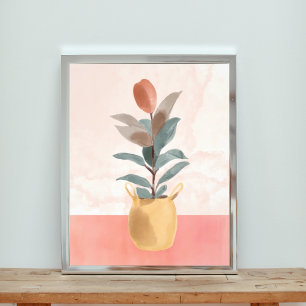 Vibrant Rubber Plant i en keramik Pot Fototryck