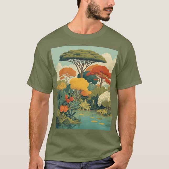 Vibrant Safari Jungle Scene T Shirt (Framsida)