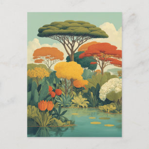 Vibrant Safari Jungle Scene Vykort