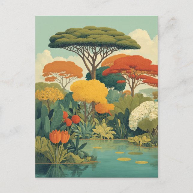Vibrant Safari Jungle Scene Vykort (Framsida)