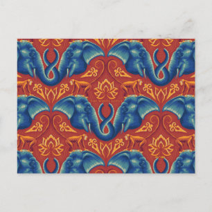 Vibrant Safari Tapestry Mönster - Vitlotus Vykort