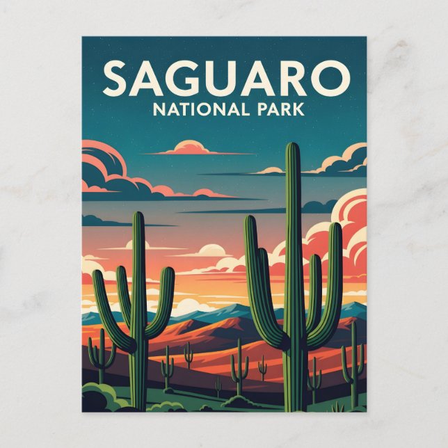 Vibrant saguaro nationalpark vykort (Framsida)