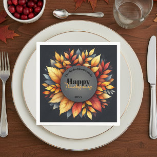 Vibrant Säsong Autumn Foliage Thanksgiving Pappersservett