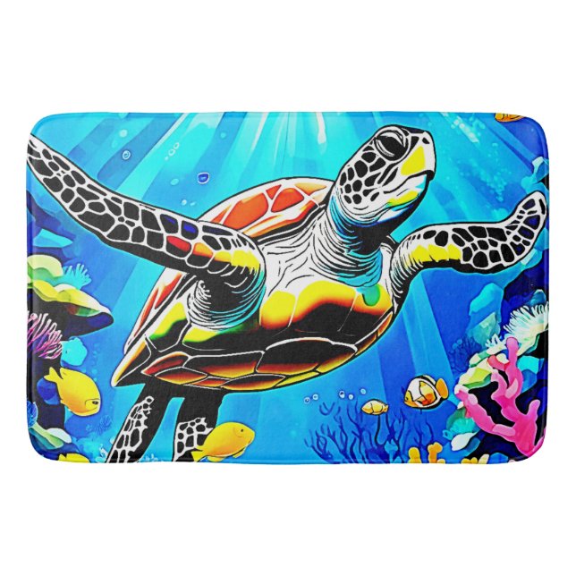 Vibrant Sea Turtle Dreamscape Badrumsmatta (Framsidan)