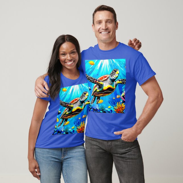 Vibrant Sea Turtle Dreamscape T Shirt (Unisex)