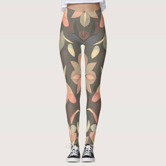 Vibrant Seamless Mönster Leggings - Elegant Organi (Framsida)
