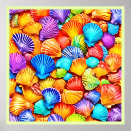 Vibrant Seashell Symphony Art Poster