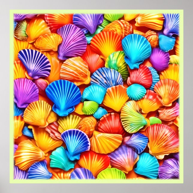 Vibrant Seashell Symphony Art Poster (Framsidan)