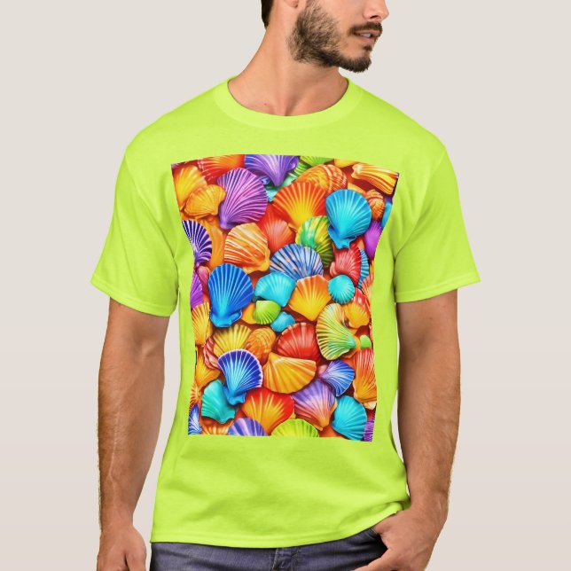 Vibrant Seashell Symphony Art T Shirt (Framsida)
