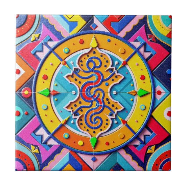 Vibrant Serpent Mosaic Ceramic Tile Kakelplatta (Framsidan)