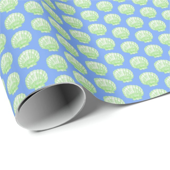 Vibrant Shell (Green and Blue) Wrapping Paper Presentpapper (Rullad Hörn)
