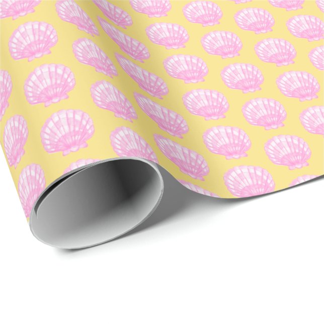 Vibrant Shell (Yellow and Pink) Wrapping Paper Presentpapper (Rullad Hörn)