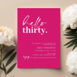 Vibrant Shock rosa Hej 30 Födelsedagsfester Inbjudningar<br><div class="desc">Denna minimalistiska typografi av 30års födelsedag är en perfekt för en modern födelsedagsfest. Den enkla designen har contemporary hej skripttext i vit färg på pulserande shock rosa. Anpassade i alla färg. Behålla designen minimal och elegant, som den är, eller anpassa den genom att lägga till egna bilder och teckningar. Om...</div>