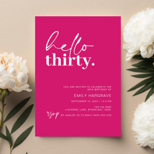 Vibrant Shock rosa Hej 30 Födelsedagsfester Inbjudningar