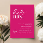 Vibrant Shock rosa Hej 50:e Födelsedagsfesten Inbjudningar<br><div class="desc">Denna minimalistiska typografi av 30års födelsedag är en perfekt för en modern födelsedagsfest. Den enkla designen har contemporary hej skripttext i vit färg på pulserande shock rosa. Anpassade i alla färg. Behålla designen minimal och elegant, som den är, eller anpassa den genom att lägga till egna bilder och teckningar. Om...</div>