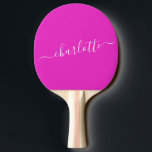 Vibrant Shock rosa Script Namn Personlig Pingisracket<br><div class="desc">Vibrant Shock rosa Script Namn Personlig Ping Pong Paddle</div>