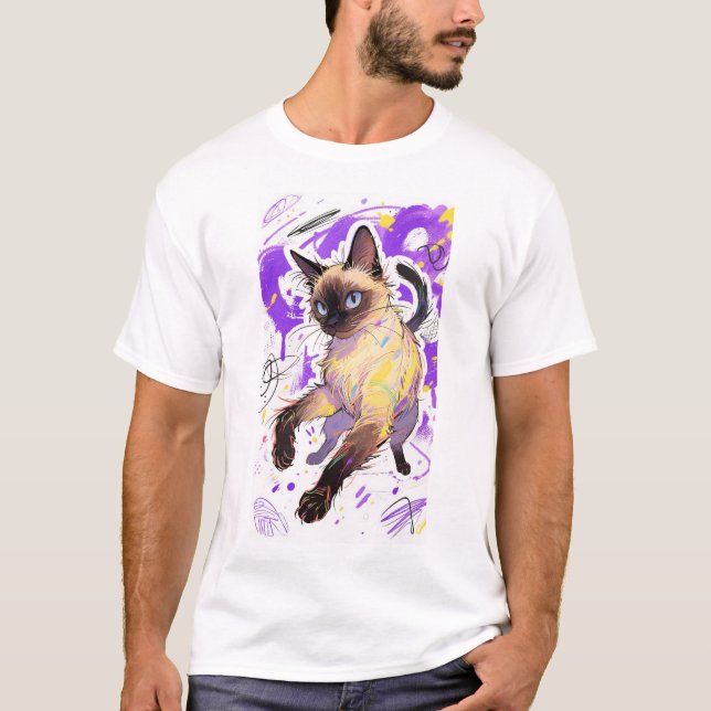 Vibrant Siamese Cat Graphic Manar mot Shirt T (Framsida)