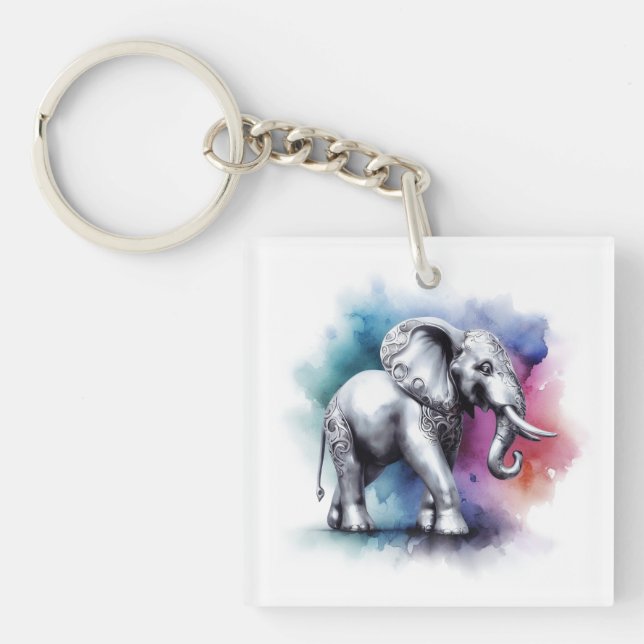 Vibrant Silver Elephant Watercolor (Framsidan)