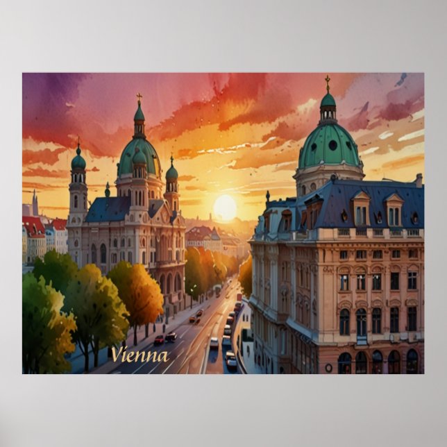 Vibrant Sketch of Wien Monogram | Poster (Framsidan)