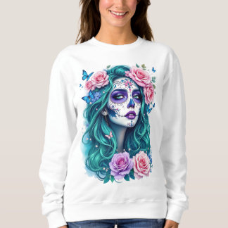Vibrant Skull med Ro, Gift för henne T Shirt