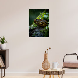 Vibrant Snake in Rainforest Rain Poster