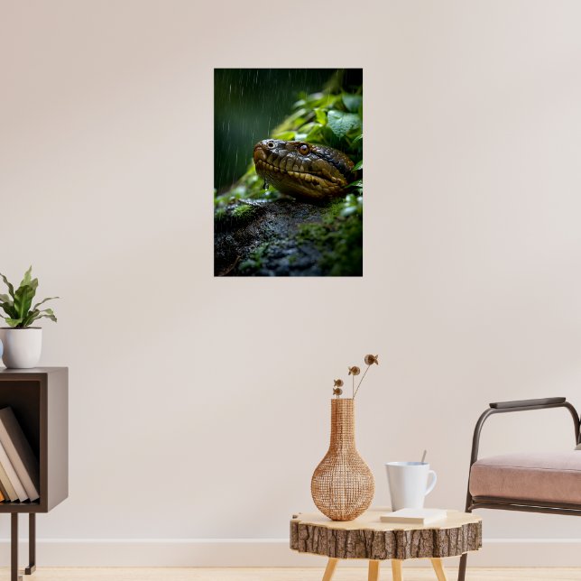 Vibrant Snake in Rainforest Rain Poster (Vardagsrum 3)